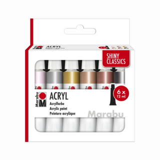 Marabu ACRYL metálfényű akrilfesték készlet "Shiny Classics" 6*12ml