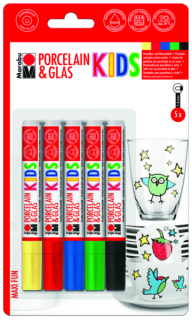 Marabu KIDS PORCELAIN  GLAS porcelán és üveg filctoll készlet 5db.-os