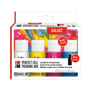 Marabu PERFECT CELL POURING MIX akrilfesték készlet "Mix Galaxy" 4*60ml