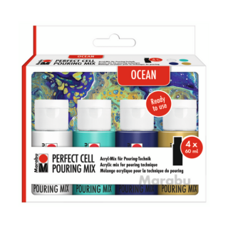 Marabu PERFECT CELL POURING MIX akrilfesték készlet "Mix Ocean" 4*60ml