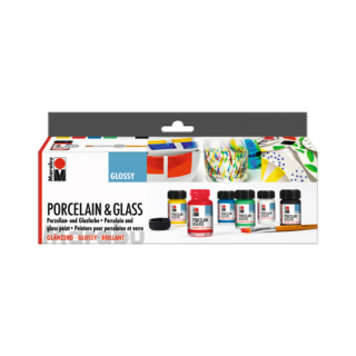Marabu Porcelain  Glass Glossy fényes porcelán és üvegfesték készlet 6 x 15ml