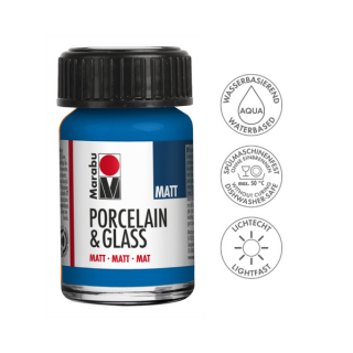 Marabu Porcelain  Glass Matt porcelán és üvegfesték 057 encián 15 ml