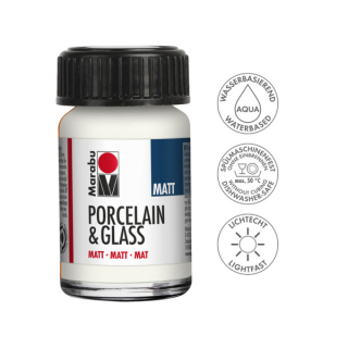 Marabu Porcelain  Glass Matt porcelán és üvegfesték 070 fehér 15 ml