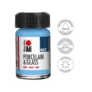 Marabu Porcelain  Glass Matt porcelán és üvegfesték 090 világoskék 15 ml