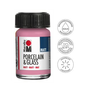 Marabu Porcelain  Glass Matt porcelán és üvegfesték 133 rózsa pink 15 ml