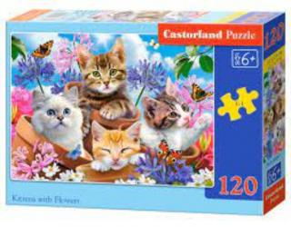 120 db-os Castorland puzzle - Macskák virággal