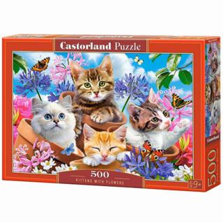 500 db-os puzzle - Macskák virággal