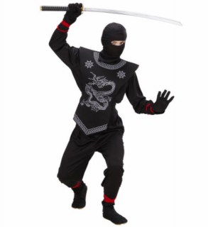 Fekete ninja jelmez 116-os