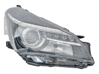 Toyota Yaris fényszóró HIR2/LED jobb, fekete FF (motoros) 2014-
