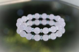 Rózsakvarc-Mini Hegyikristály tárcsa gyöngyökkel