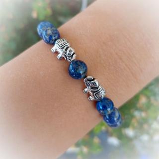 Szerencsehozó Elefánt-Lápisz Lazuli/ Lazurit gyöngyök
