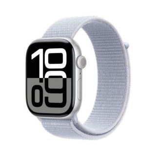Apple Watch Series 10 GPS 46mm ezüst alumíniumtok, farmer sportszíj M/L EU MWWM3
