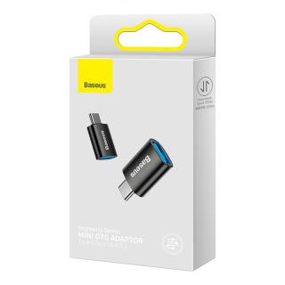 Baseus átalakító, Ingenuity Series Mini OTG adapter, USB-A 3.1 [anya] - Type-C [apa], fekete (ZJJQ00