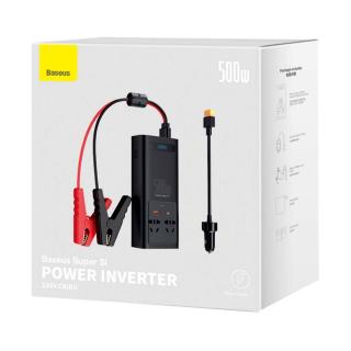 Baseus autós kiegészítő, Power Inverter, áram átalakító, 150W 12V / 500W 220V (Type-C + USB + Dupla