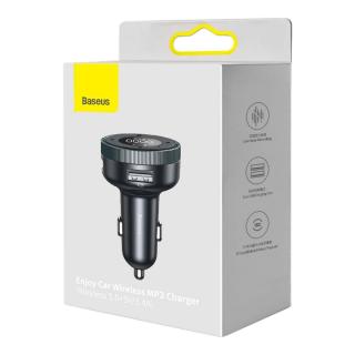 Baseus autós töltő, Bluetooth Fm Transmitter Enjoy Car, LED kijelzővel, vezeték nélküli, U+U+3,5mm a