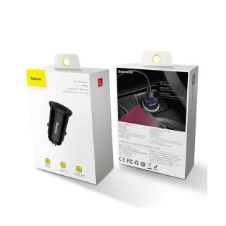 Baseus autós töltő, Dupla gyorstöltés 3.0, 30W, fekete (CCALL-YD01)