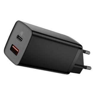 Baseus GaN2 Lite gyorstöltő C+U, QC 3.0, PD 3.0, 65W, fekete EU (CCGAN2L-B01)