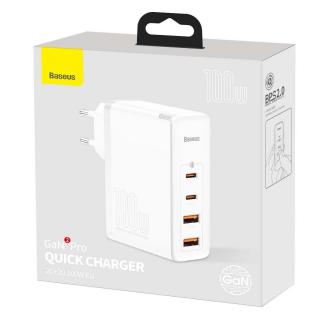 Baseus hálózati töltő, GaN2 Pro gyorstöltő100W, fehér (CCGAN2P-L02)