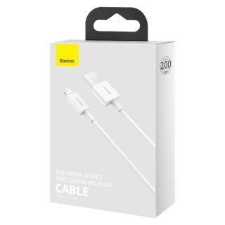 Baseus Lightning Superior Series kábel, gyorstöltés, Adatkábel 2.4A, 2m, fehér (CALYS-C02)