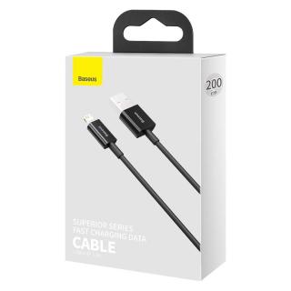 Baseus Lightning Superior Series kábel, gyorstöltés, Adatkábel 2.4A, 2m, fekete (CALYS-C01)
