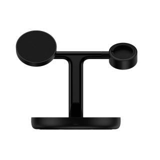 Baseus Swan 3-in-1 mágneses vezeték nélküli töltő állvány USB-C kábellel, 15W, 1m, fekete