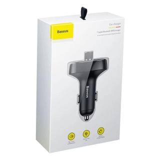 Baseus T-típusú S-09 autós töltő, Bluetooth- FM Transmitter MicroSD kártyaolvasóval, 2 x USB, 3.4A,
