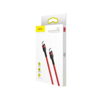 Baseus Type-C kábel, Cafule, gyorstöltés PD2.0, QC 3.0, max 60W(20V 3A), 2m, piros (CATKLF-H09)