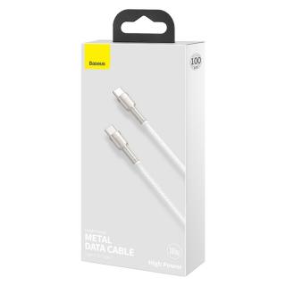 Baseus Type-C - Type-C kábel, Cafule Series Metal gyorstöltő és adatkábel 100W (20V/5A) 1m, fehér