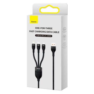 Baseus Univerzális töltő kábel, Flash Series 3-in-1, gyorstöltés, (USB-A to Micro + Lightning + Typ