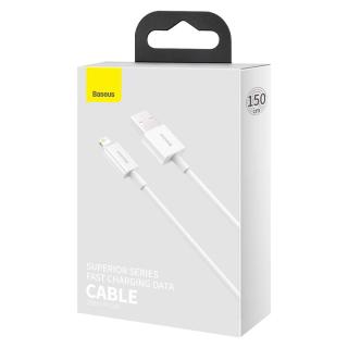 Baseus USB - Lightning Superior Series kábel, gyorstöltés, Adatkábel 2.4A, 1.5m, fehér (CALYS-B02)