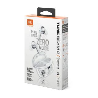 JBL Tune Beam 2 Ghost Edition TWS Bluetooth vezeték nélküli fülhallgató, fehér EU