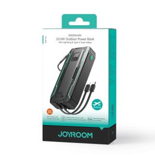 Joyroom Power Bank digitális kijelzővel C+U, PD 22.5W, 20000 mAh, fekete (JR-L018)