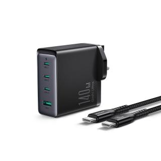 Joyroom Travel Charger GaN hálózati gyorstöltő (UK) C+C+C+U, 140W, Type-C - Type-C kábellel, PD 240W
