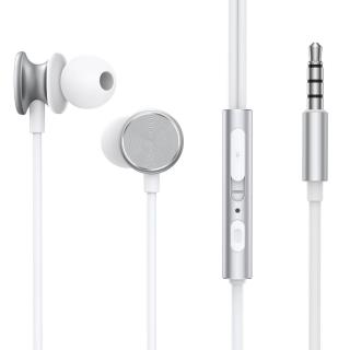 Joyroom vezetékes fülhallgató mikrofonnal, 3,5mm Jack, ezüst (JR-EW03)