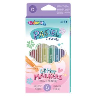 Colorino Glitter Effect pasztell filctollak, 6 darabos csomagolásban