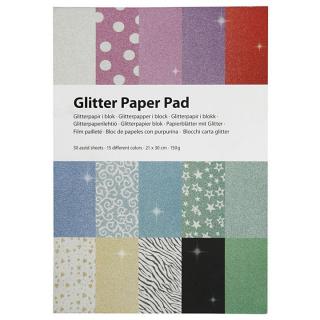 Csillámos színes papír A4 - 30 darabos készlet (dekoratív)