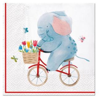 Decoupage szalvéták Elephant on Bike - 1 db (decoupage)