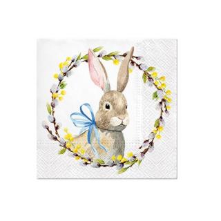 Decoupage szalvéták - Rabbit with Catkins  - 1db