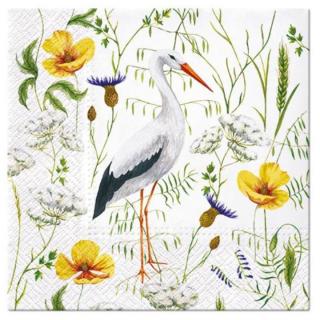 Decoupage szalvéták Stork in Grassland  - 1 db (decoupage)