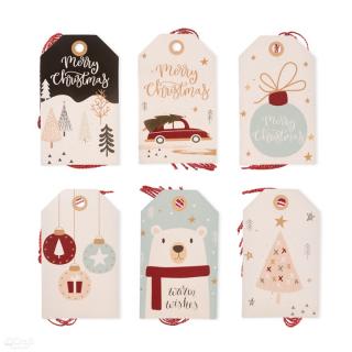 Dekoratív karácsonyi címkék 24 db  | Christmas pastels
