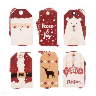 Dekoratív karácsonyi címkék 24 db  | Santa (névkártyák)