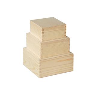 Fa doboz készlet díszítéshez / 3 részes (félkész fa termékek)