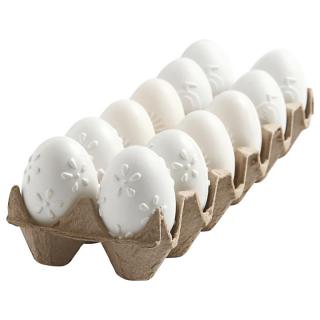 Fehér mintás műanyag tojások - 12 db / 6 cm (húsvéti)