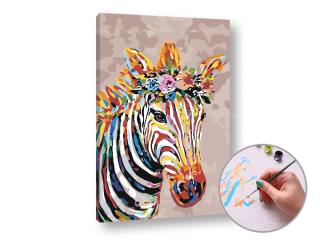 Festés a számok szerint Zebra virágokkal | medium difficulty