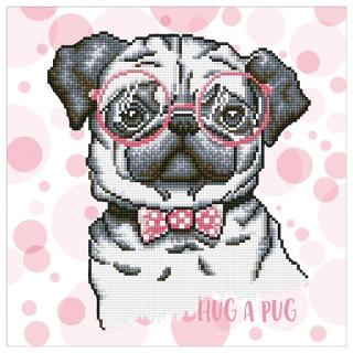 Gyémántszemes kép - Pug 35 x 35 (gyémántfestés)