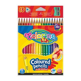 Háromszögletű Colorino zsírkréták hegyezővel, 18-as csomag