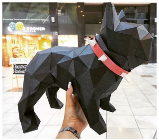 3D Francia bulldog papírszobor készítő készlet, fekete