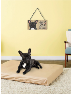 "Egy ház nem otthon francia bulldog nélkül" dekor fali tábla, fekete
