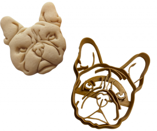 Francia bulldog fej mintás sütemény kiszúró, arany