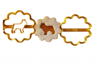 Francia Bulldog mintás linzer kiszúró szett, arany